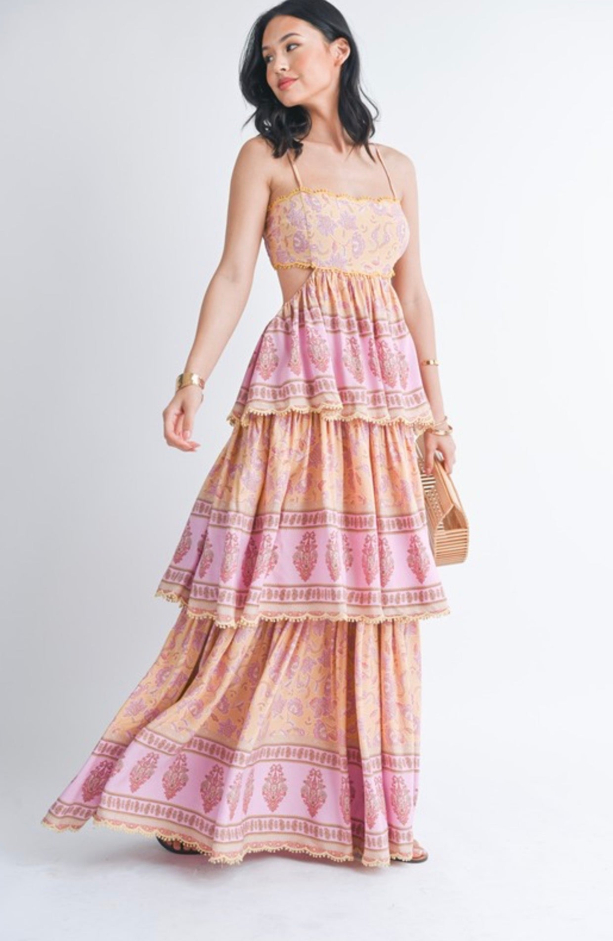 Pom Pom Trim Maxi Dress