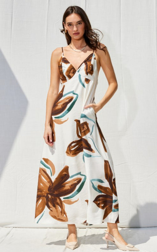 Brown Open Back Maxi Dress