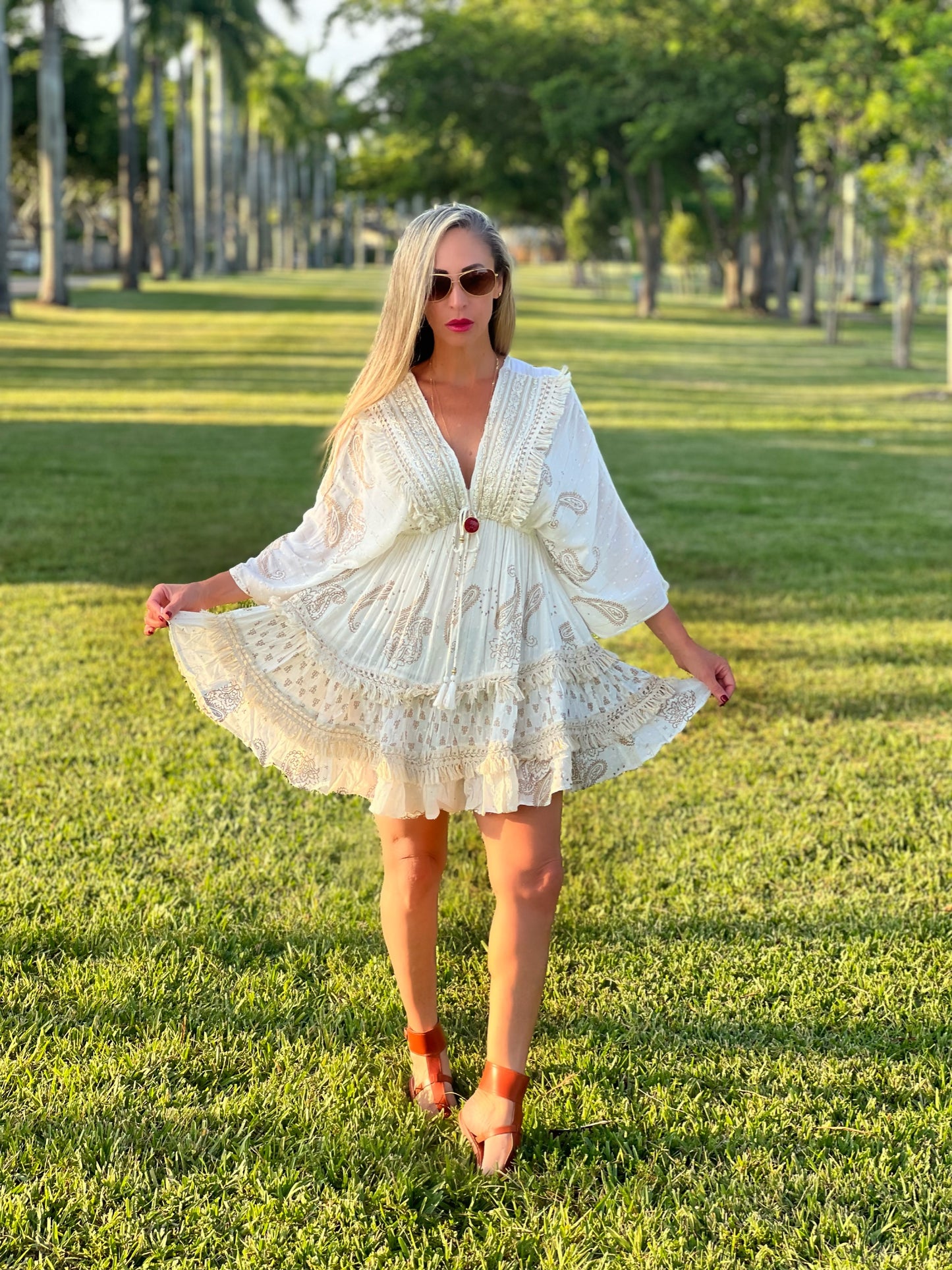 Cream Mini Boho Dress