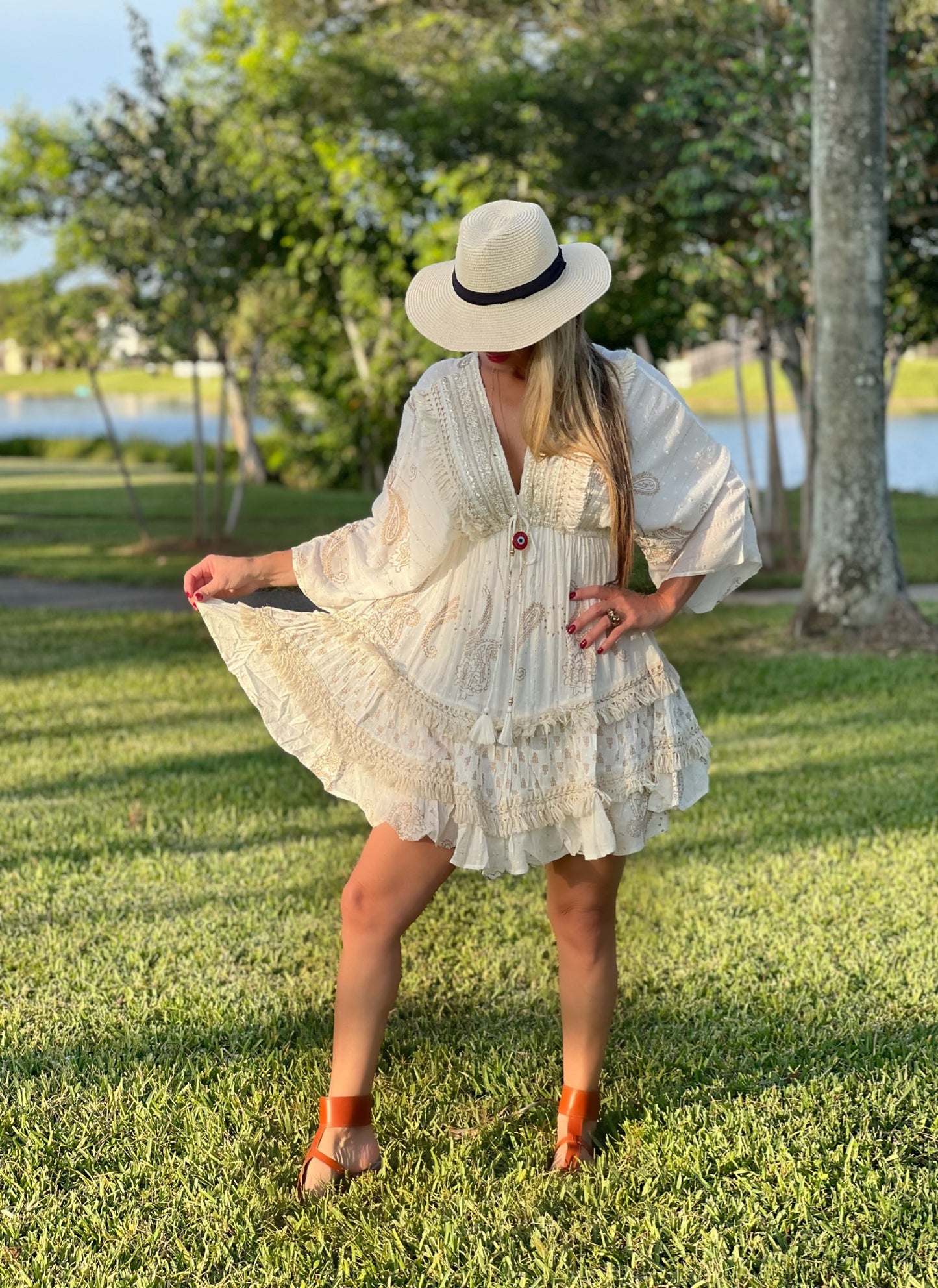 Cream Mini Boho Dress