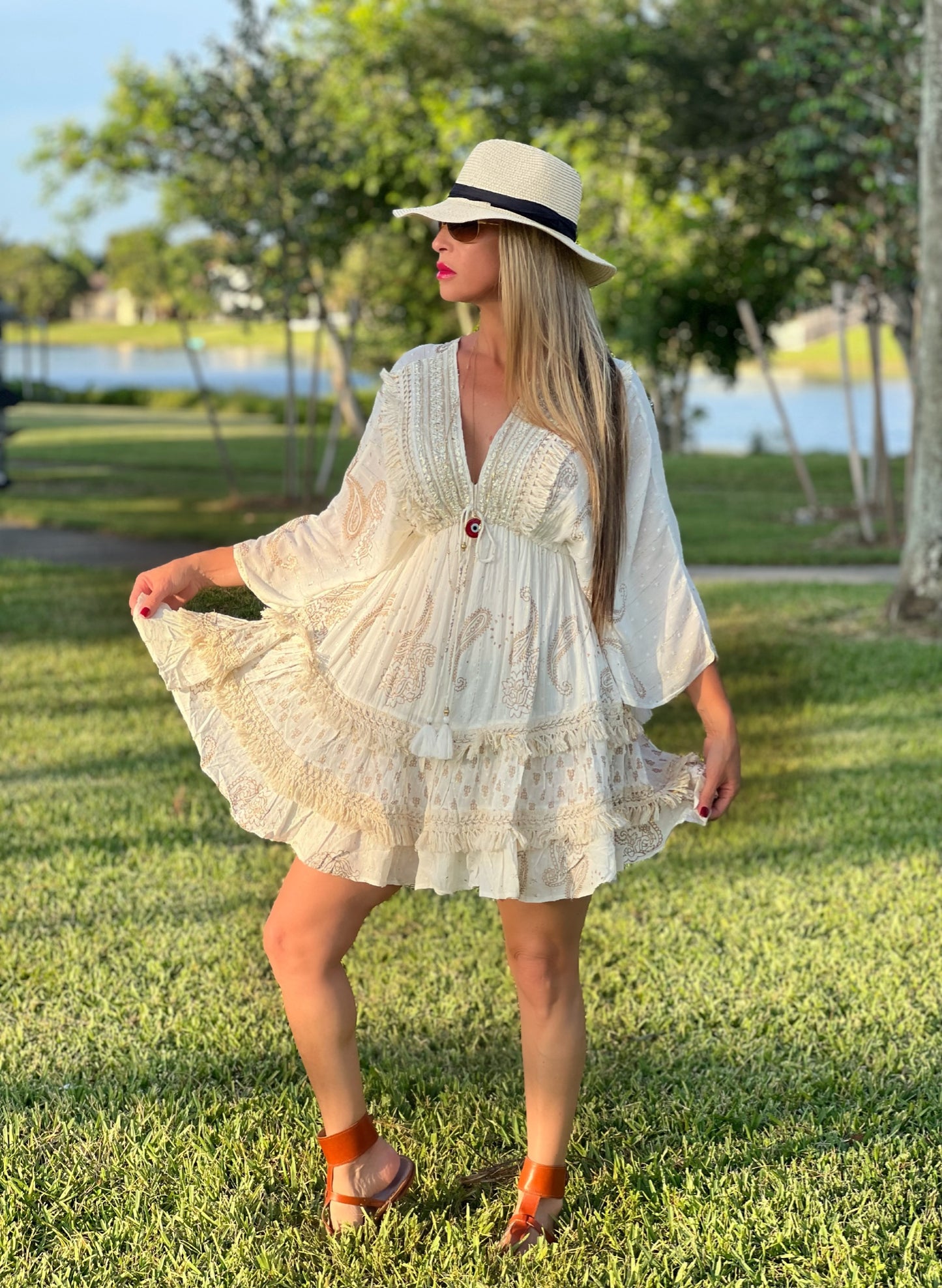 Cream Mini Boho Dress