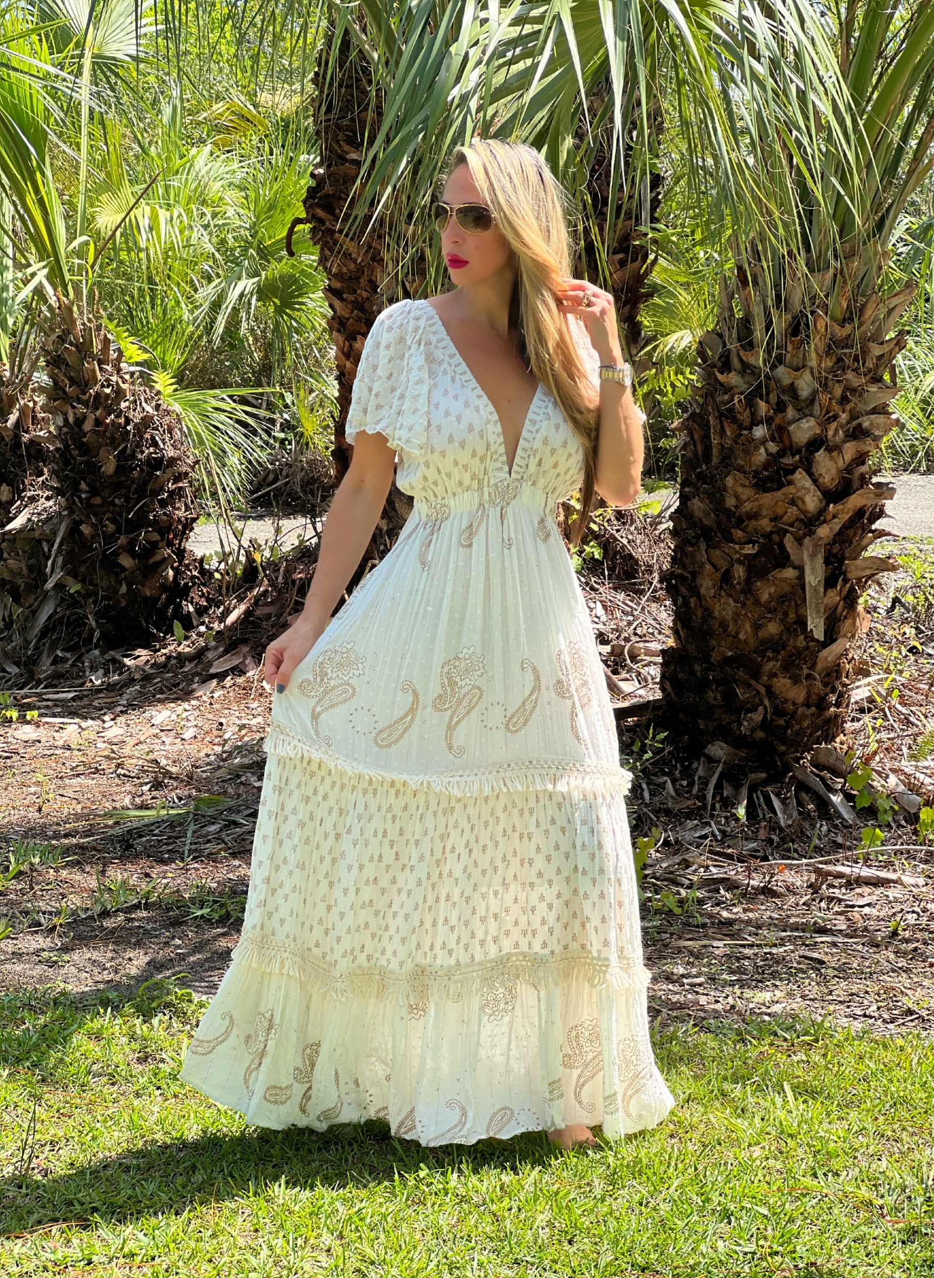 Cream maxi dress hotsell