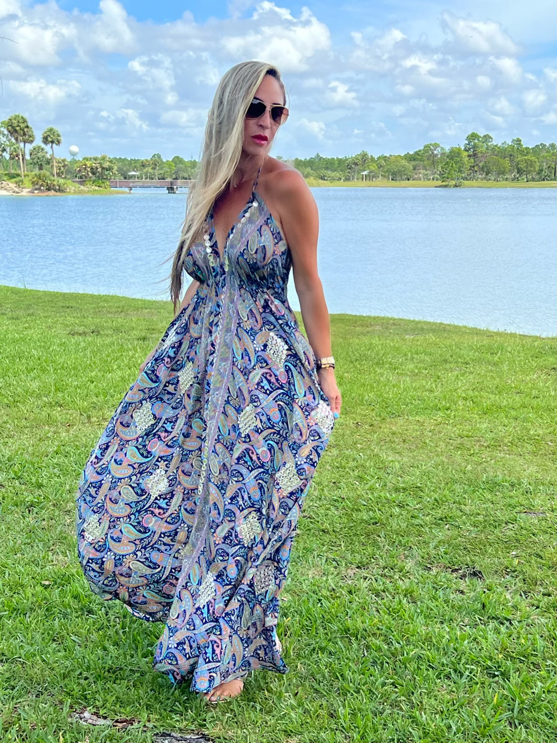 Paisley Print Maxi Dress