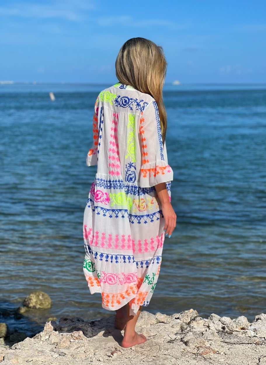 Multi-Color Embroidered Maxi Dress