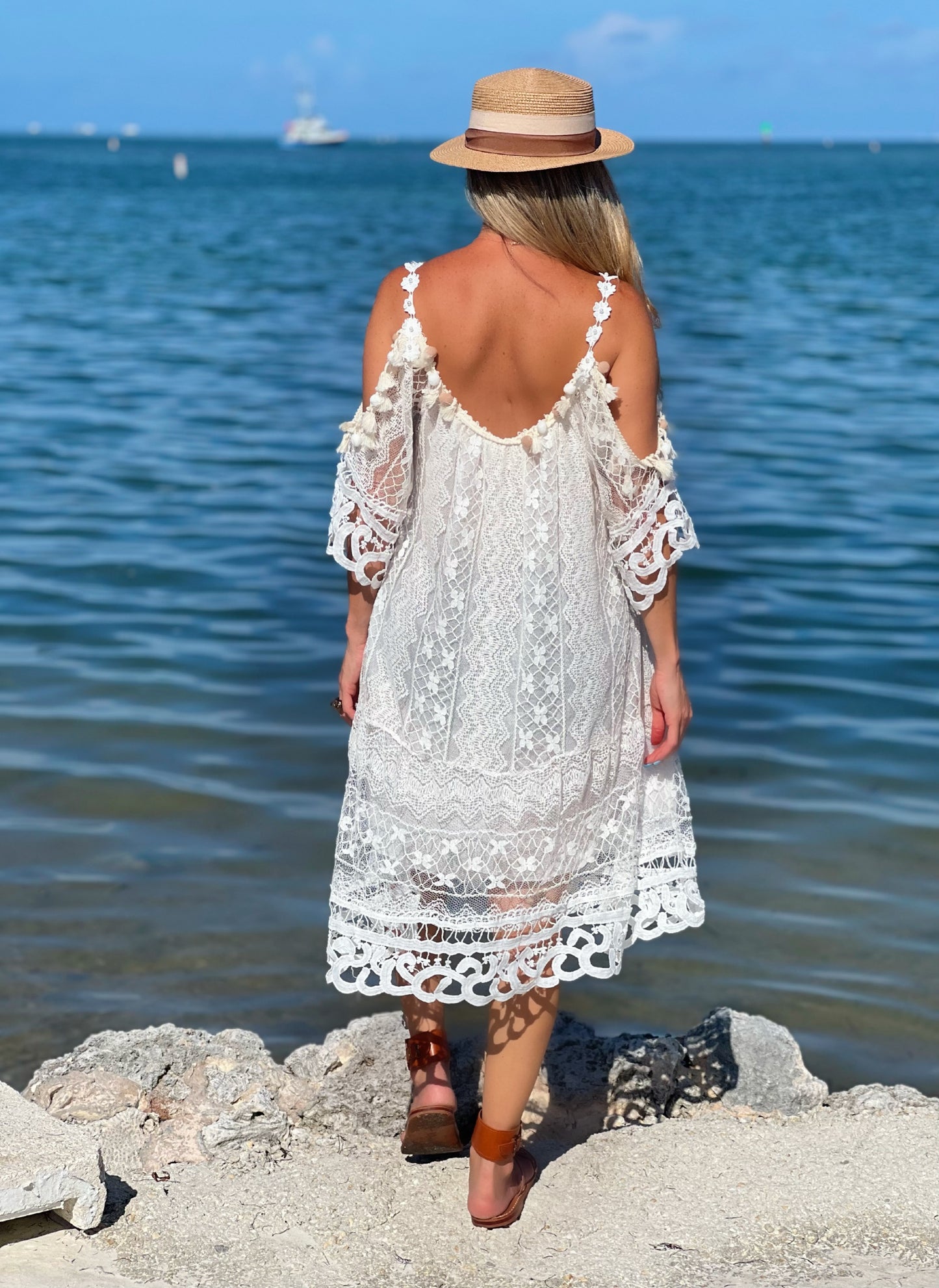 White Lace Midi Dress