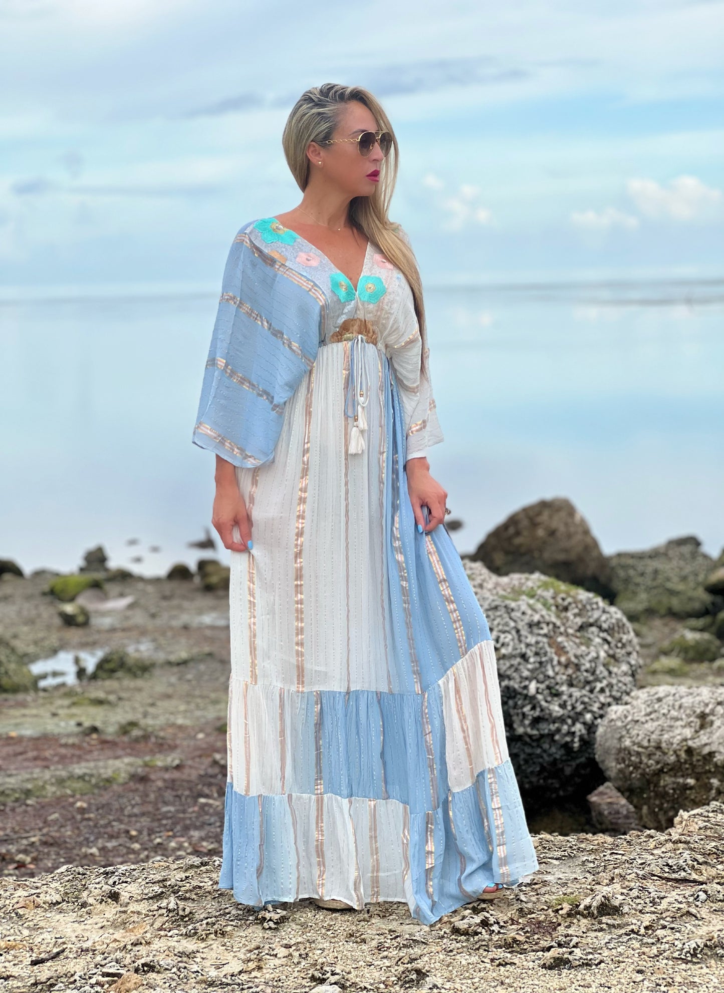 Blue + Ivory Maxi Dress